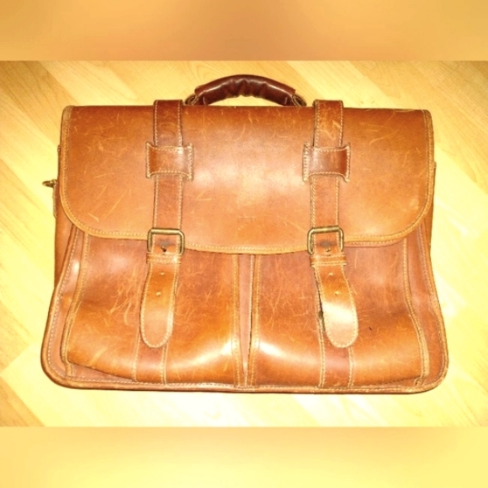 Schlesinger Leather Messenger Bag. Heavy Duty Satchel Bag.